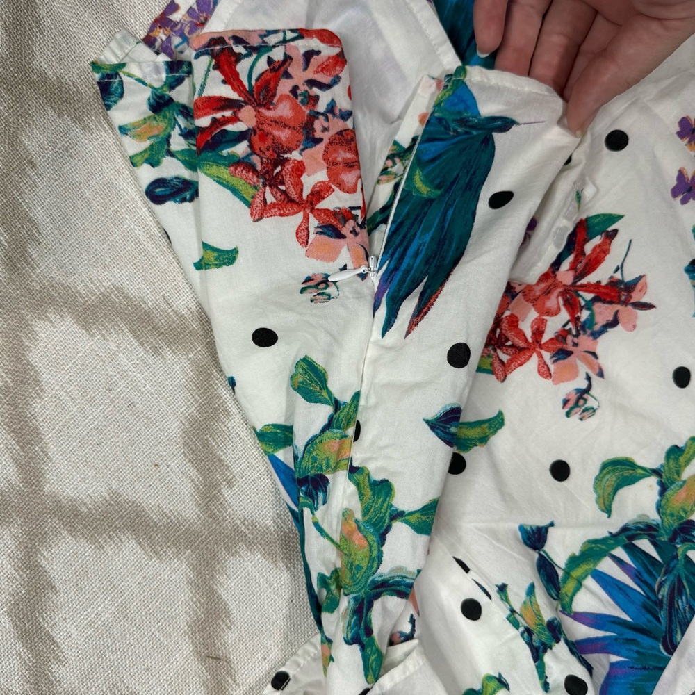 Off Shoulder Floral Polka Dot Peplum Blouse Ruffle Top Size L - Picture 6 of 9